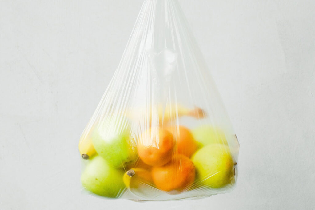 Plastic bag with fruits