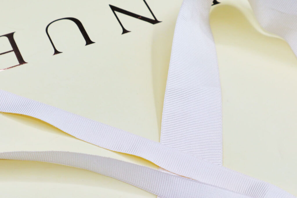 Paper bag with grosgrain handles